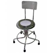 MRI Non-Magnetic Stainless Steel Stool with Backrest & Rubber Tips - 15