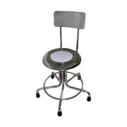 MRI Non-Magnetic Stainless Steel Stool with Backrest & Rubber Tips - 15