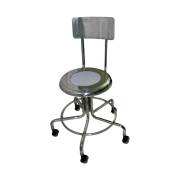 MRI Non-Magnetic Stainless Steel Stool with Backrest & Dual Wheel Casters - 15