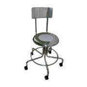 MRI Non-Magnetic Stainless Steel Stool with Backrest & Dual Wheel Casters - 21