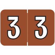 Colwell Jewel Match CONM Series Numeric Roll Labels - Number 3 - Brown