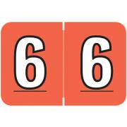 Colwell Jewel Match CONM Series Numeric Roll Labels - Number 6 - Dark Coral