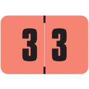 Digi Color Match DCNM Series Numeric Roll Labels - Number 3 - Pink