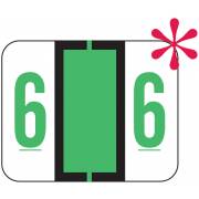 File Doctor Match FDNV Series Numeric Roll Labels - Number 6 - Fluorescent Green