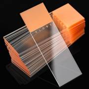 Microscope Slides - Diamond White Glass - 90° Ground Edges 90° Corners - Orange Frosted 1 End 1 Side