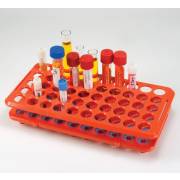 50-Place Low Profile Rack with Grippers for up to 17mm Tubes - Polyoxemethylene - Orange
