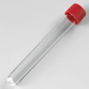 16mm x 120mm (15mL) Test Tubes PS with Attached PE Red Screw Caps - Sterile (Case of 750)