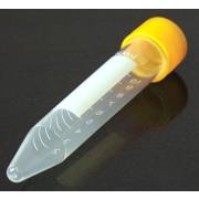 10mL Centrifuge Tube with Attached Yellow Screw Cap - Polypropylene - Sterile