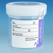 90mL (3oz) Tite-Rite Container with Attached Screw Cap and Tab Seal ID Label - Sterile - Wide Mouth (Case of 300)