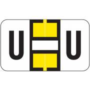 Jeter 0200 Match JAAM Series Alpha Roll Labels - Letter U - Yellow and White