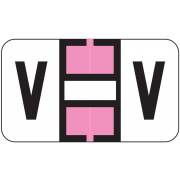 Jeter 0200 Match JAAM Series Alpha Roll Labels - Letter V - Pink and White