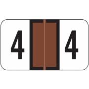 Jeter 2600 Match JENM Series Numeric Roll Labels - Number 4 - Brown
