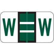 Jeter Tab 5100 Match JRAM Series Alpha Roll Labels - Letter W - Dark Green