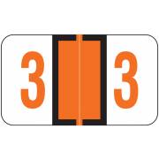 Jeter 6100/Tab Match JRNM Series Numeric Roll Labels - Number 3 - Dark Orange