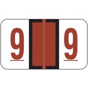 Jeter 6100/Tab Match JRNM Series Numeric Roll Labels - Number 9 - Brown