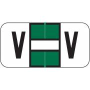 Jeter 2900 Match JSAM Series Alpha Roll Labels - Letter V - Dark Green and White