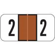 Jeter 3000 Match JSNM Series Numeric Roll Labels - Number 2 - Brown