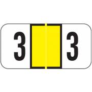 Jeter 3000 Match JSNM Series Numeric Roll Labels - Number 3 - Yellow