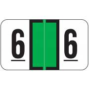 Jeter 7300 Match JTNM Series Numeric Roll Labels - Number 6 - Light Green