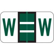 Jeter 5190 Match JXAM Series Alpha Roll Labels - Letter W - Dark Green