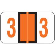 Jeter 6190 Match JXNM Series Numeric Roll Labels - Number 3 - Dark Orange