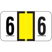 Jeter 6190 Match JXNM Series Numeric Roll Labels - Number 6 - Yellow