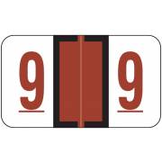 Jeter 6190 Match JXNM Series Numeric Roll Labels - Number 9 - Brown