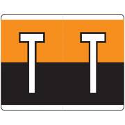 Kardex PSF-139 Match KXAM Series Alpha Roll Labels - Letter T - Orange and Black