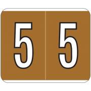 Kardex PSF-138 Match KXNM Series Numeric Roll Labels - Number 5 - Brown