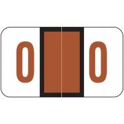 POS 3500 Match PONM Series Numeric Roll Labels - Number 0 - Brown