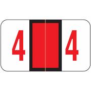 POS 3500 Match PONM Series Numeric Roll Labels - Number 4 - Red