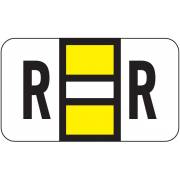 POS 2000 Match PP3R Series Alpha Sheet Labels - Letter R - Yellow and White