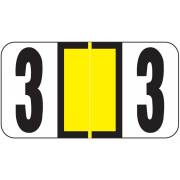Reynolds & Reynolds Match RRNM Series Numeric Roll Labels - Number 3 - Yellow