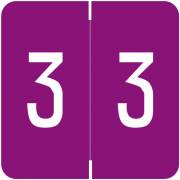 Smead/Barkley FNSDM Match SBNM Series Numeric Roll Labels - Number 3 - Purple