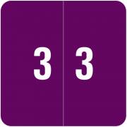 Smead DCC Match SDNM Series Numeric Roll Labels - Number 3 - Purple