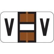 Safeguard 514 Match SGAM Series Alpha Roll Labels - Letter V - Brown and White