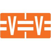 Tab Products Match TBAV Series Alpha Roll Labels - Letter V - Dark Orange