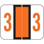 Tab Products Match TPNV Series Numeric Roll Labels - Number 3 - Orange