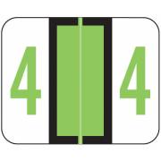 Tab Products Match TPNV Series Numeric Roll Labels - Number 4 - Fluorescent Green