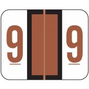 Tab Products Match TPNV Series Numeric Roll Labels - Number 9 - Brown