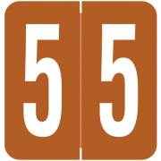 VRE GBS 8860 Match VRNM Series Numeric Roll Labels - Number 5 - Brown