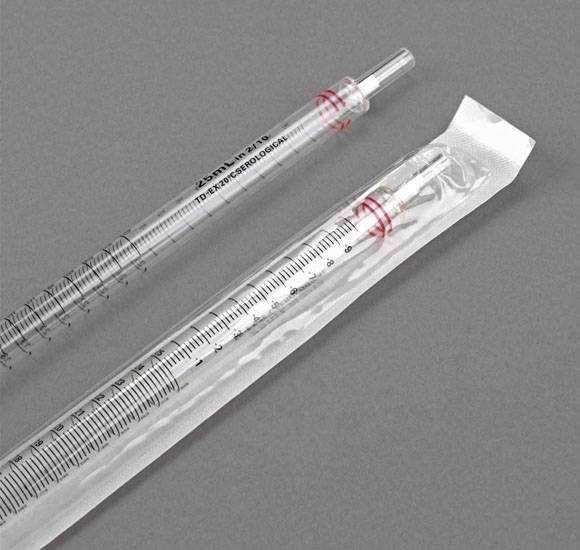 25mL Red Striped PS UniPlast Serological Pipette by Globe Scientific