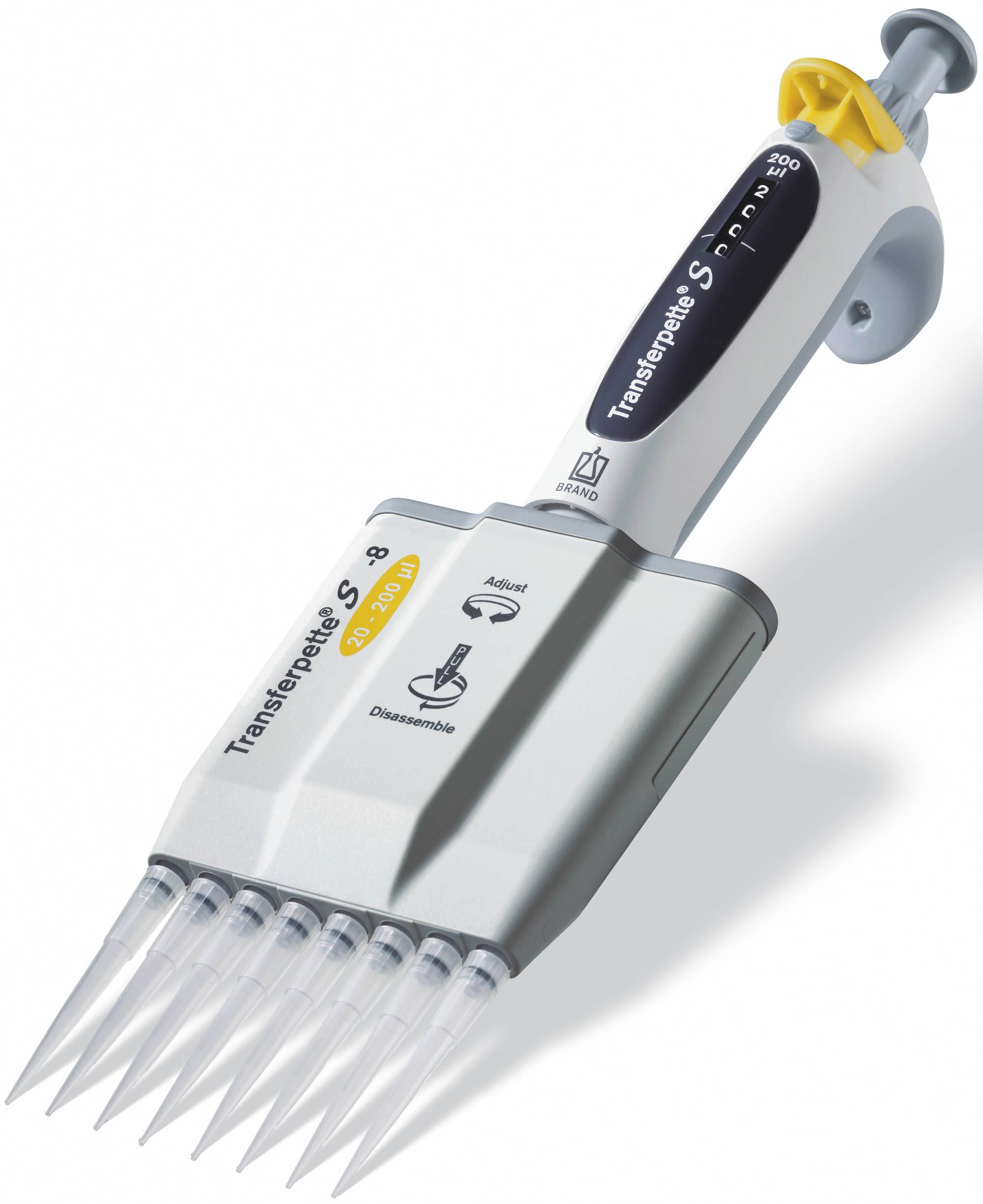 BrandTech Transferpette S 8Channel Pipettes Volume Ranges 0.5uL300uL