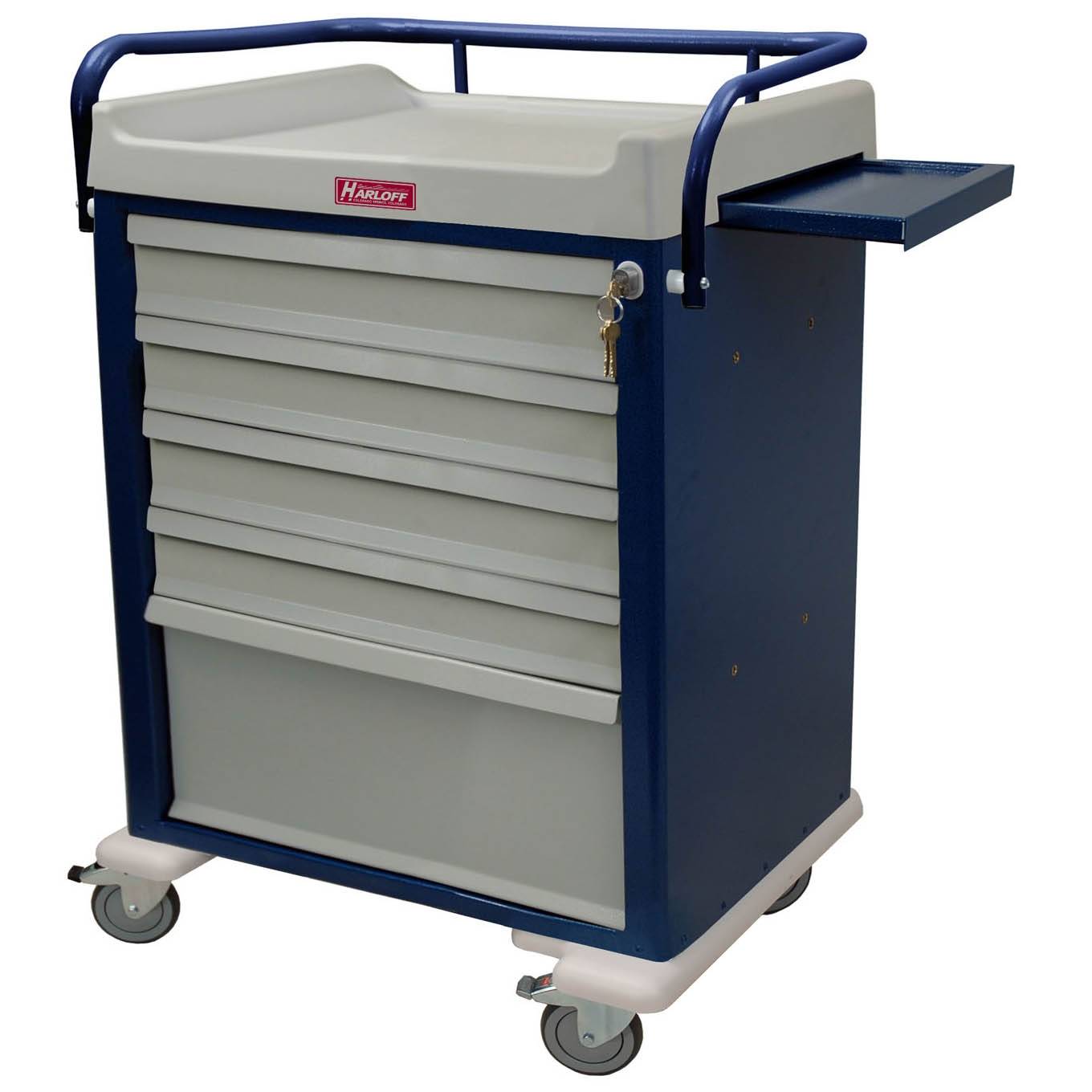 Harloff AL48MDBIN Aluminum 48 Bin MultiDose Medication Cart Key Lock