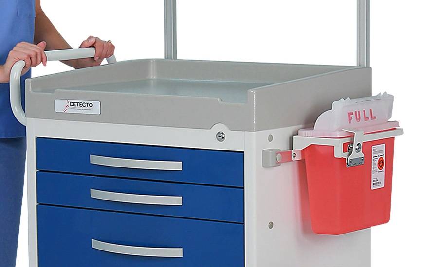 Detecto CARCDSC Metal Sharps Container Holder with Accessory Rail for