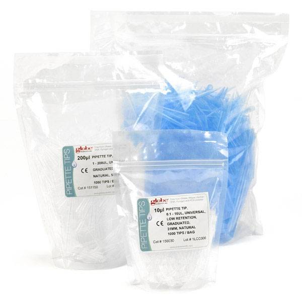 0.1uL-10uL Certified Pipette Tips Universal Reference Tips Globe Scientific