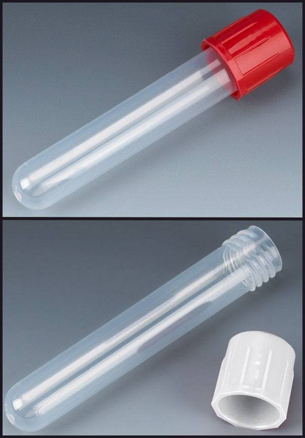 12x75mm Test Tubes Polypropylene 5mL with Attached Screw Caps Globe ...