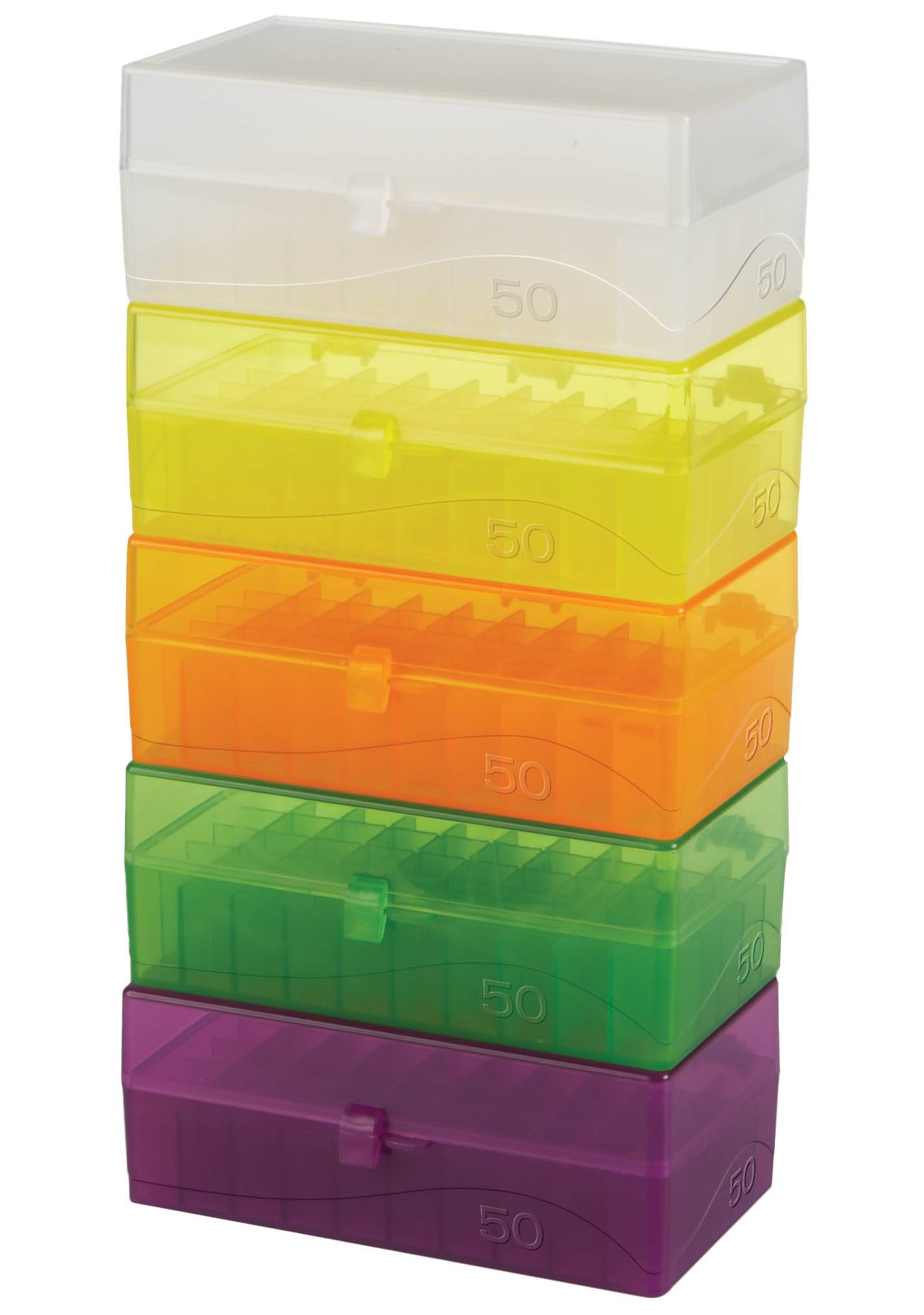 50 Well Hinged Lid Microtube Storage Box Heathrow Scientific