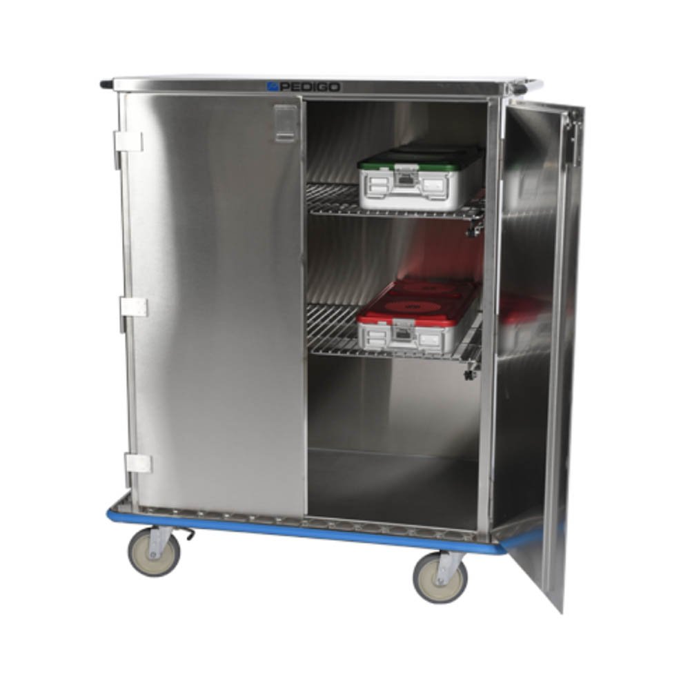 Pedigo Double Door Tall Stainless Surgical Case Cart