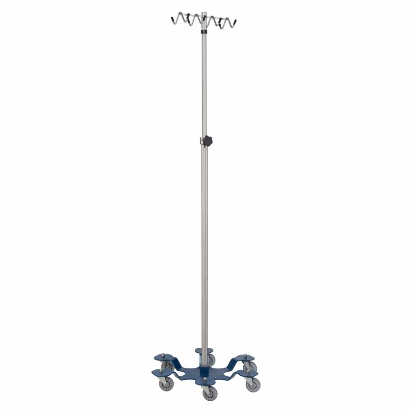 Blickman 0561370RH1 Chrome IV Stand Model 1370-4 with 6-Leg Powder Coated Base, Tru-Loc, 8 Rake-Hook